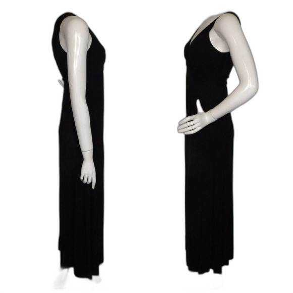 BODEN Maxi Dress, 8, Black Jersey, Sleeveless, V-neck, Viscose, RUNS SMALL - Picture 7 of 12